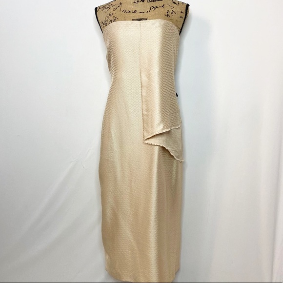 NWT Calvin Klein Collection Gold Draped Dress